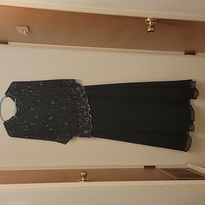 Formal dress, dark blue.